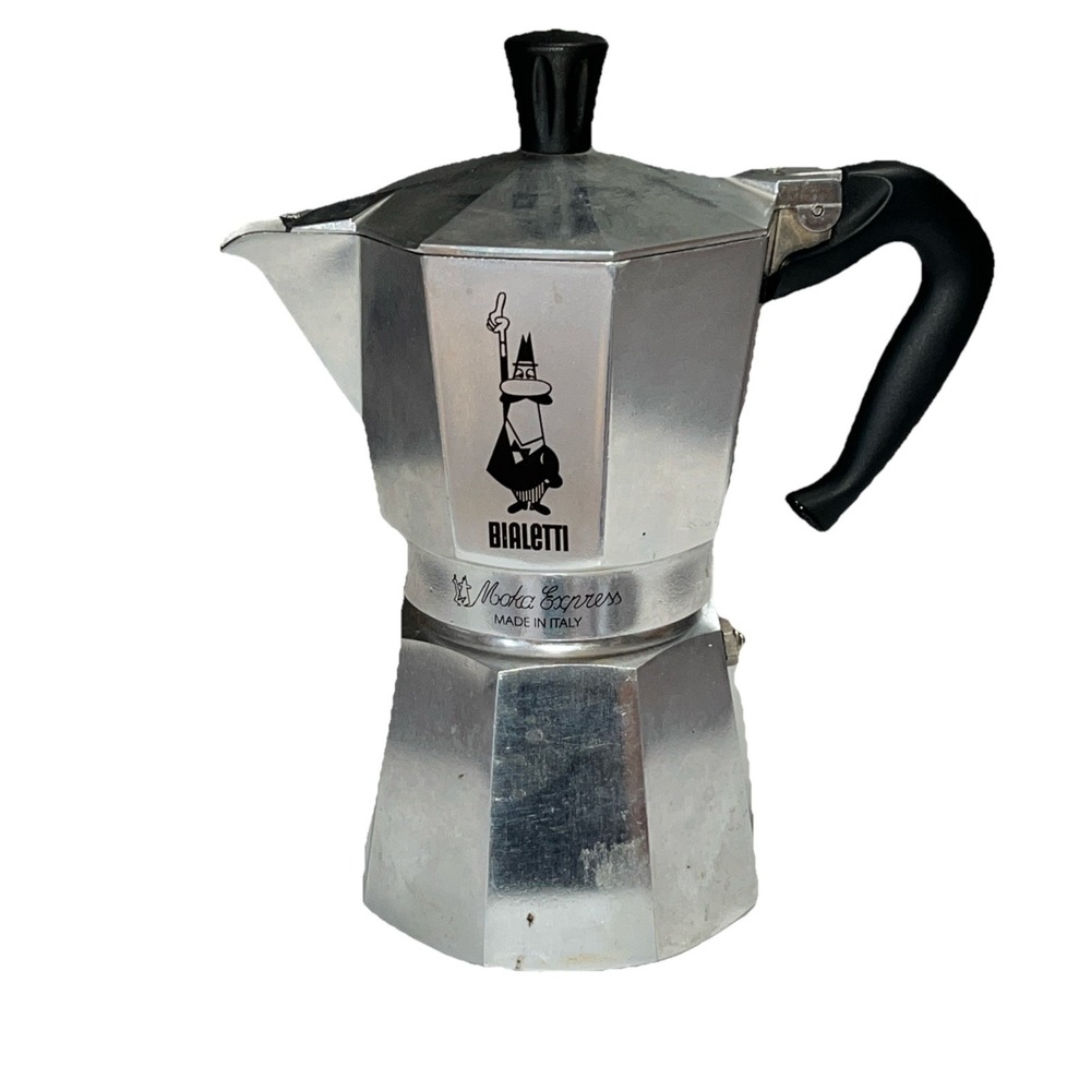 Vintage Bialetti Moka Express 1 Cup Aluminum Stovetop Espresso Maker Silver